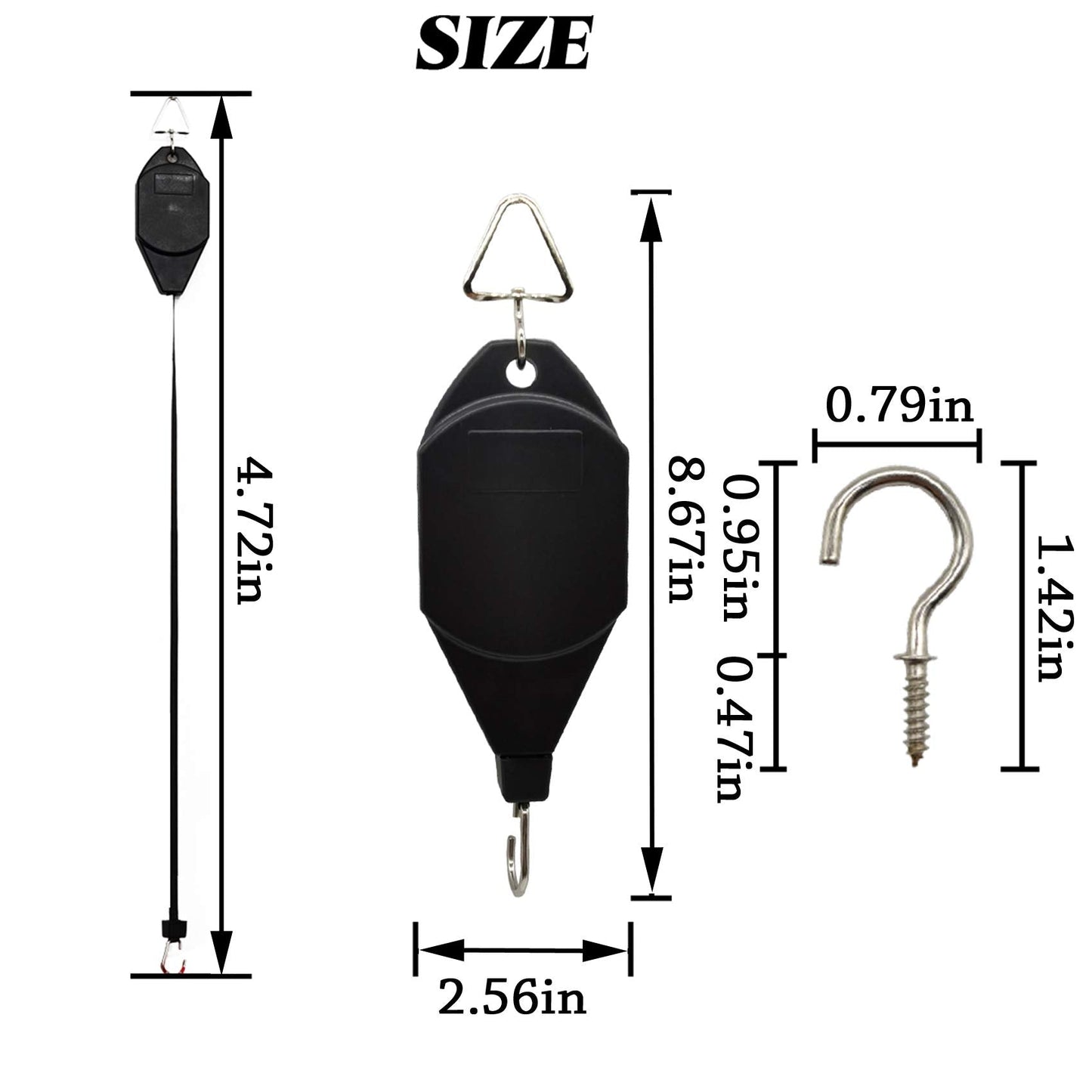 TIHOOD 3PCS Plant Pulley Hanger with 3 PCS Metal Ceiling Plant Hooks, Retractable Plant Hook Pulley, Adjustable Heavy Duty Plant Hanging Pulleys for Garden Baskets & Bird Feeder