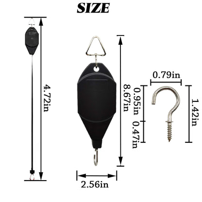 TIHOOD 3PCS Plant Pulley Hanger with 3 PCS Metal Ceiling Plant Hooks, Retractable Plant Hook Pulley, Adjustable Heavy Duty Plant Hanging Pulleys for Garden Baskets & Bird Feeder