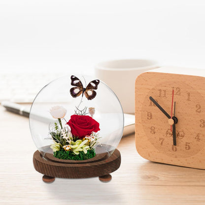Happyyami Clear Glass Cloche Bell Jar with Wooden Base for Plants Terrariums and Preserved Flowers Elegant Display Dome Cover for Home Decor Dust Showcase Beauty