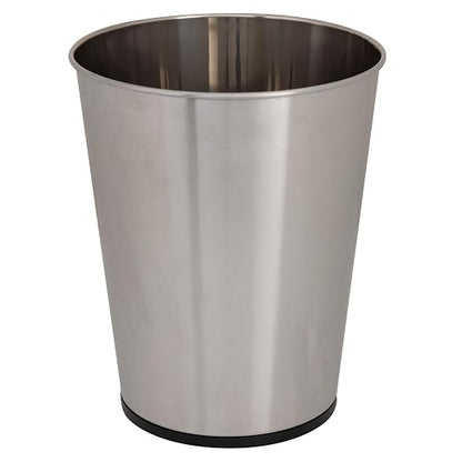 Bath Bliss 5 Liter Small Wastebasket | 2 Pack | Round Open Top | Trash Can | Bathroom | Bedroom | Kitchen | Office | Dorm | Disposal Waste Bin | Garbage | Stainless Steel