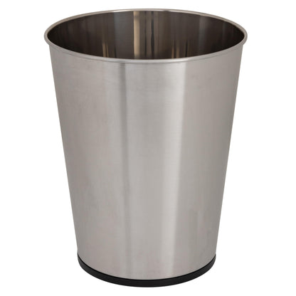Bath Bliss 5 Liter Small Wastebasket, Stainless Steel | Compact Round Open Top Trash Can | Durable Bathroom Bedroom Dorm Office Garbage Bin | Stylish Space-Saving Waste Disposal Container