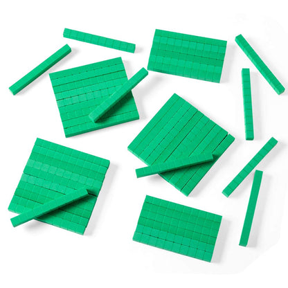 hand2mind Green Foam Base Ten Blocks, Rods Set, Place Value Blocks, Counting Cubes for Kids Math, Base 10 Math Manipulatives for Kids, Kindergarten Homeschool Supplies (Set of 50)