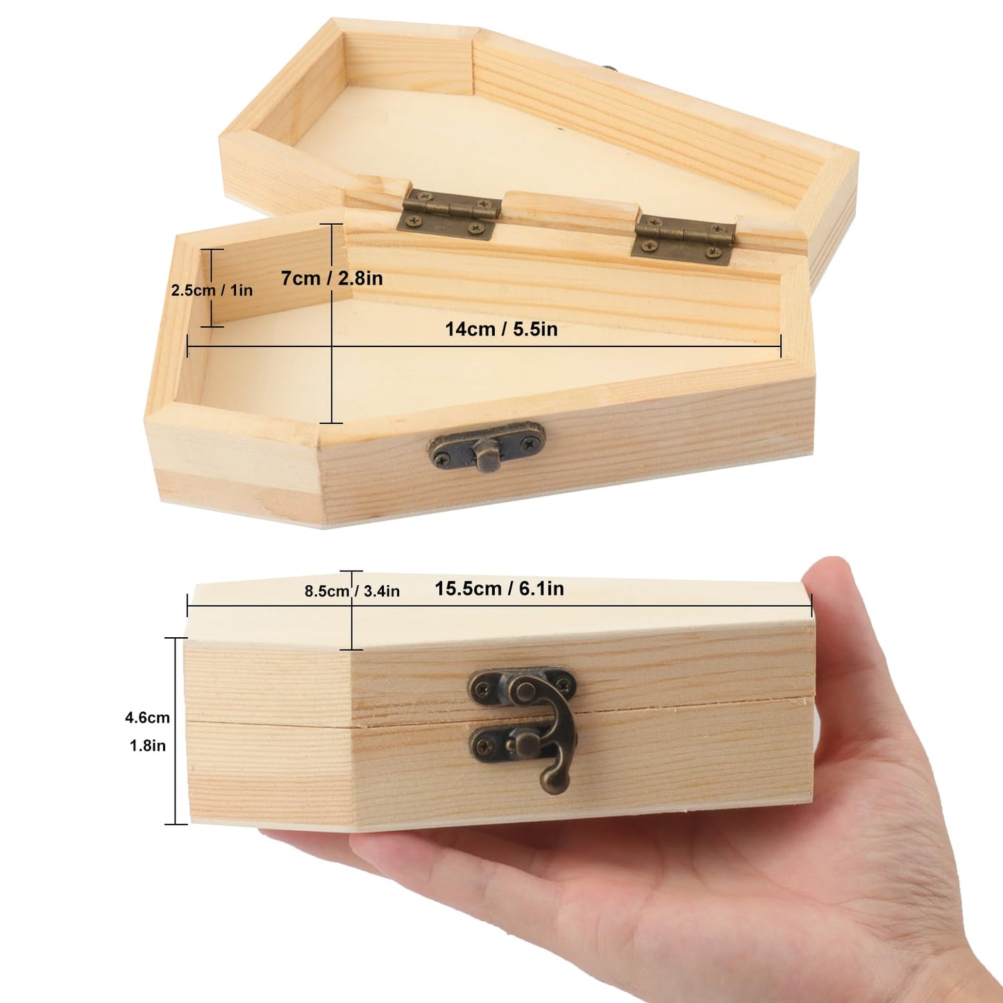 Yiksonyo 10 Pack 6 Inch Unfinished Wood Coffin Box, Wooden Coffin Box for Halloween Decor, Party Favors, and DIY Crafts