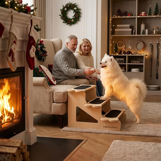 Wood Dog Stairs for Bed | Trainer-Recommended Wood Ramp Steps – Sturdy Support