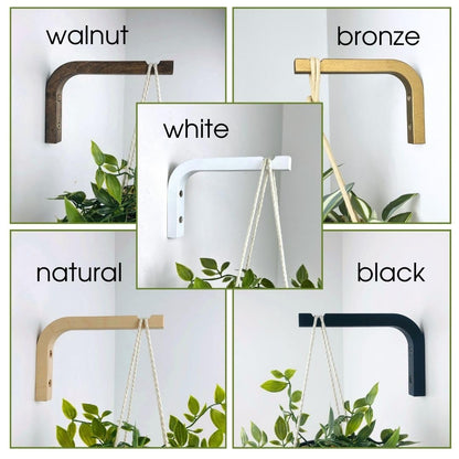 EvenWood 2-Piece Set of Plant Hooks for Wall 6 Inch - Mounted Wooden Plant Hook - Indoor and Outdoor Bracket Plant Hanger for Planters, Lanterns, Bird Feeders, Patio Decorations (Bronze)