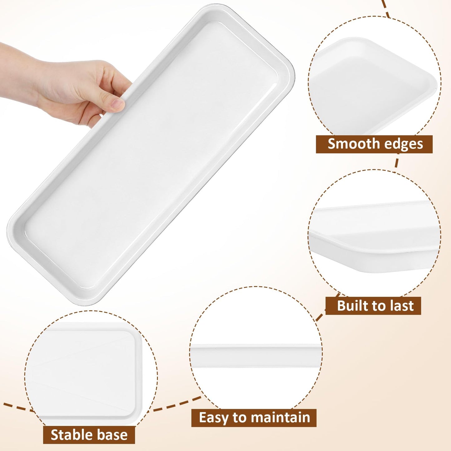 Sewroro 10pcs Rectangular Plant Saucers, Plastic Flower Pot Trays for Indoor Outdoor Use, 15. 7 X 5. 9 Inch Water Catchment Trays for Overwatering Protection, Reusable Bonsai Pot Bases