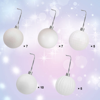 Lulu Home Christmas Ball Ornaments, 34 Ct 1.57" Pre-Strung Hanging Ornament Decorations, Xmas Shatterproof Plastic Balls for Holiday Party Wreath Garlands Trees, White