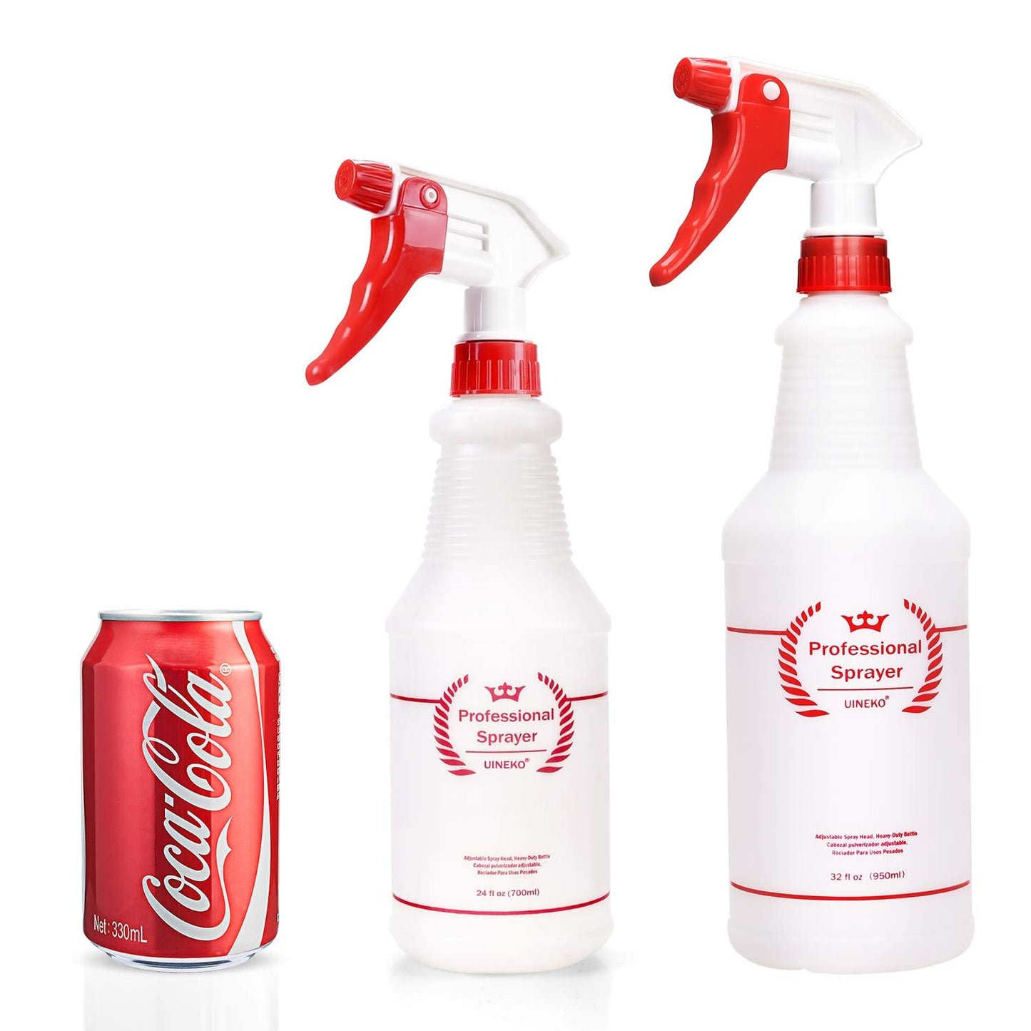 Uineko Plastic Spray Bottle (4 Pack, 32 Oz, All-Purpose) Heavy Duty Spraying Bottles Leak Proof Mist Empty Water Bottle for Cleaning Solution Planting Pet with Adjustable Nozzle and Measurements