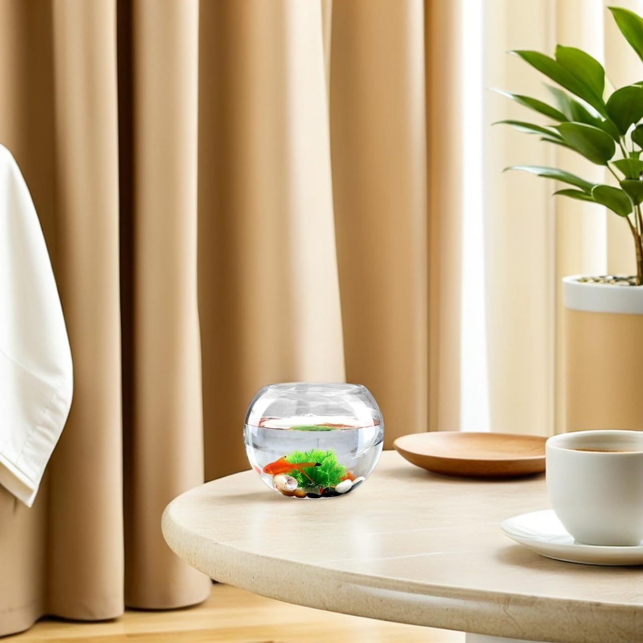 DOITOOL Round Glass Fish Bowl Vase Micro Landscape Container Moss Ecological Terrarium for Indoor Plant Decoration 5.90X5.90X4.72In Home Office Centerpiece