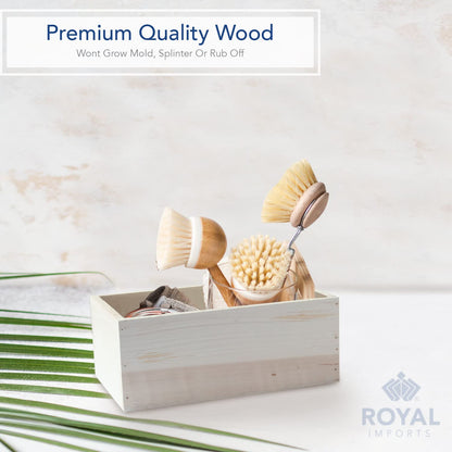 Royal Imports Wooden Flower Pot Planter, Decorative Box w/Plastic Liner, Toilet Tank Paper Basket Bathroom Countertop Storage, Kitchen Windowsill Organizer, 10x6x4, White