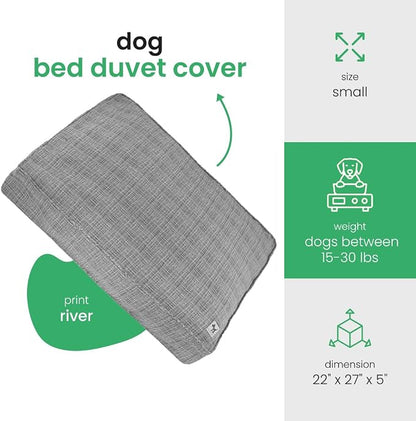 Molly Mutt River Dog Bed Duvet Cover, 100% Cotton Canvas Cover for Dog, Puppy, or Cat Bed, Durable, Washable, and Free of Harmful Chemicals, Small, 22"x27"x5"