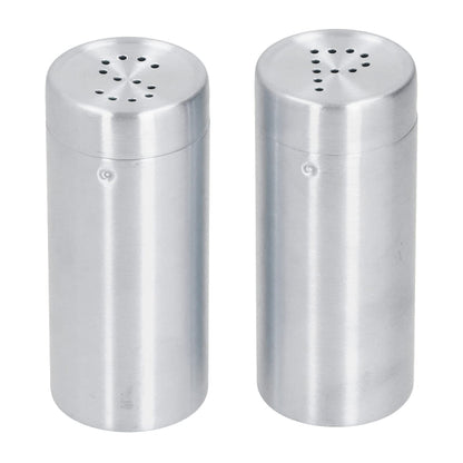 2Pcs Stainless Steel Spices Shakers, Salt and Pepper Shakers Set Seasoning Bottle Spices Jars Dispenser with Shaker Lids Silver