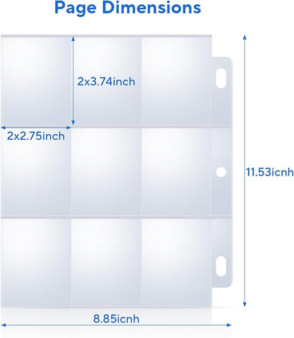 40 Pack 9 Pocket Trading Card Sleeves, Double-Sided Baseball Card Sleeves, Sheet Protectors For 3 Ring Binder, Photocard Holder Page Protectors For Trading Sports & Game Cards