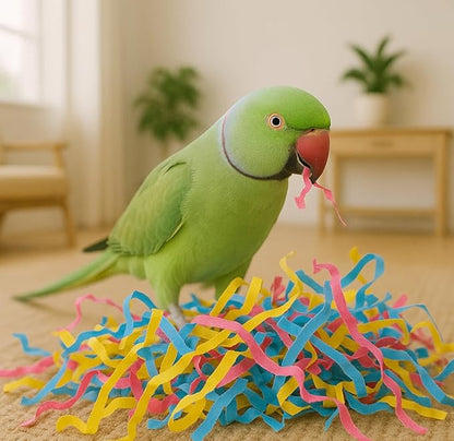 1654 Rainbow Shred Paper - Crinkle Paper Filler & Birdy Nesting Material. Colorful Shredding Toys for Birds, Parrots, Parakeets & Cockatiels. Safe Cage Accessories & Foraging Toys for Pets