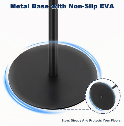 NearMoon Bath Toilet Paper Holder Stand- Modern Tissue Roll Holder Standing with Balanced Base, Rustproof Toilet Roll Holder for Bathroom/Kitchen Countertop (Matte Black, Metal Base)