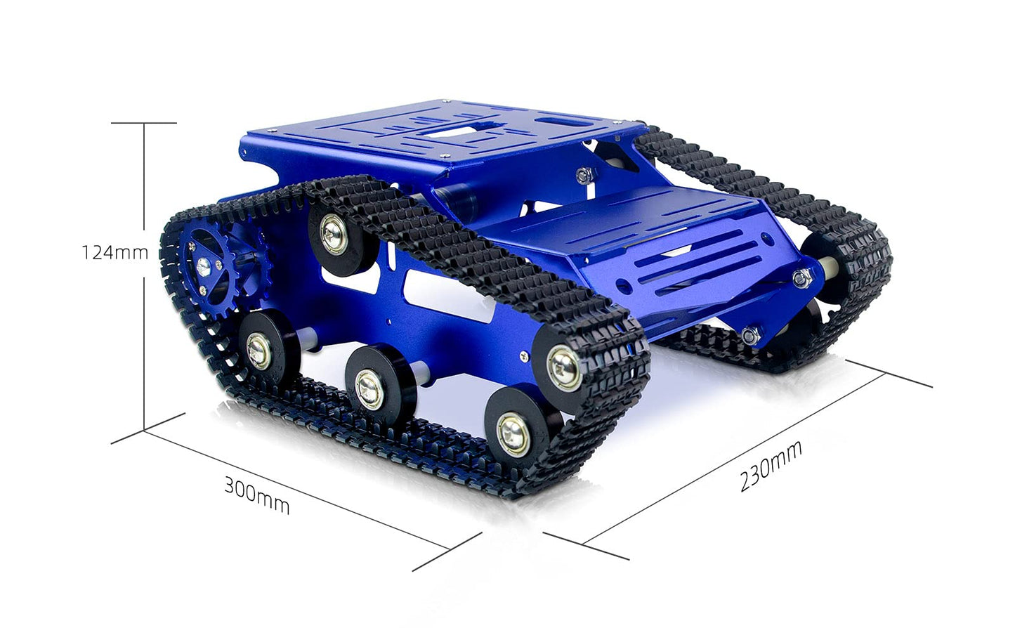 XiaoR Geek Smart Robot Car Chassis Kit Aluminum Alloy Big Tank Chassis with 2WD Motors for Jetson Nano/Raspberry Pi/Arduino DIY STEM Education Projects and ROS Research (Blue, with DC Motor)