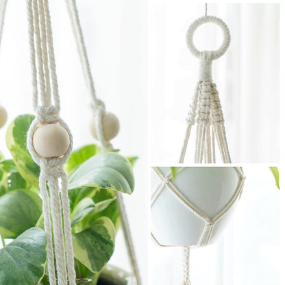 Mkono Set of 2 Macrame Plant Hangers Indoor 2 Different Size Hanging Planter Basket Flower Pot Holder 70"/49"