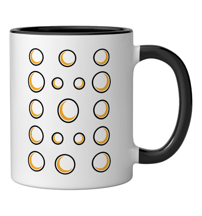 Halloween Moon Phases Crescent Pattern Retro Lunar Design Ceramic Mug, Black/White