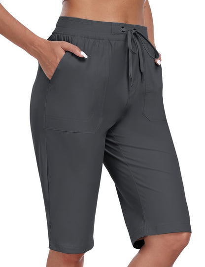 MoFiz Womens 13" Knee Length Hiking Shorts Quick Dry Water Resistant Lightweight Bermuda Shorts with Pockets Dark Gray 2XL