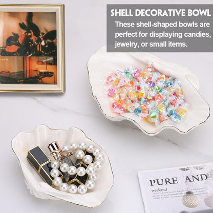 White Sea Shells Decorative Bowl - Large Clam Shell Bowl, Fruit Bowl, Key Bowls, Candy Dish, Coastal Ocean Centerpieces for Entryway, Living Room, Bathroom, Beach House, Nautical, Seaside, Shelf Decor