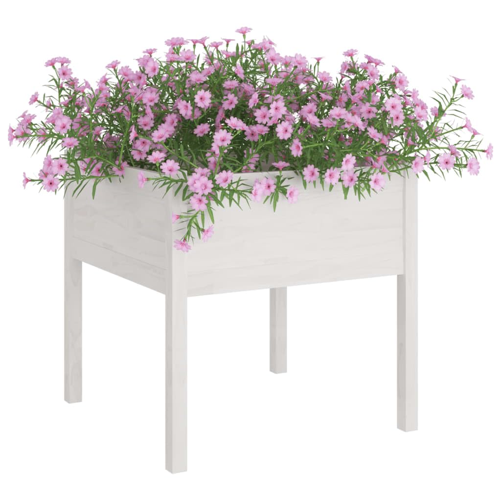 XinZaphrisal Large Square Garden Planter Box Made of Solid Pinewood 27.6 x 27.6 x Inches for Outdoor Plants Herbs and Flowers with Ample Soil Capacity Weather Resistant and Low Maintenance