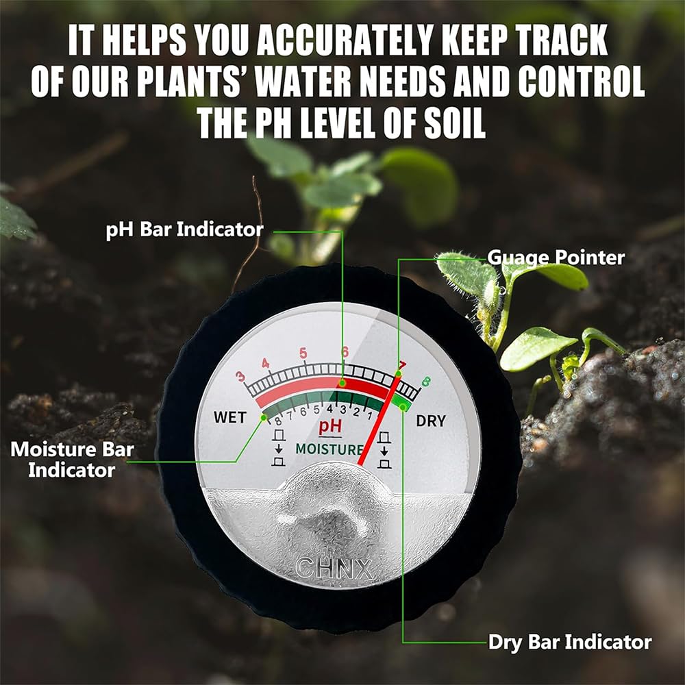 METINFUS Soil PH Meter, Soil Moisture Sensor Meter, Soil PH Tester Gardening Tool Kits for Plant, Tree, Soil Tester for Moisture Great for Garden, Lawn, Farm, Indoor & Outdoor Use