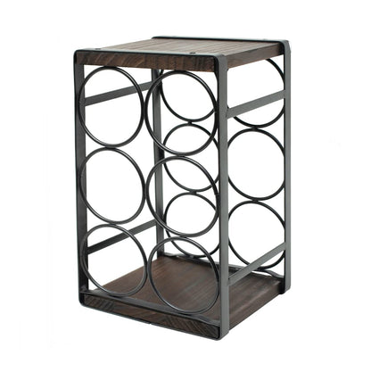 SODUKU Rustic Wood Countertop Wine Rack 6 Bottles No Need Assembly Brown