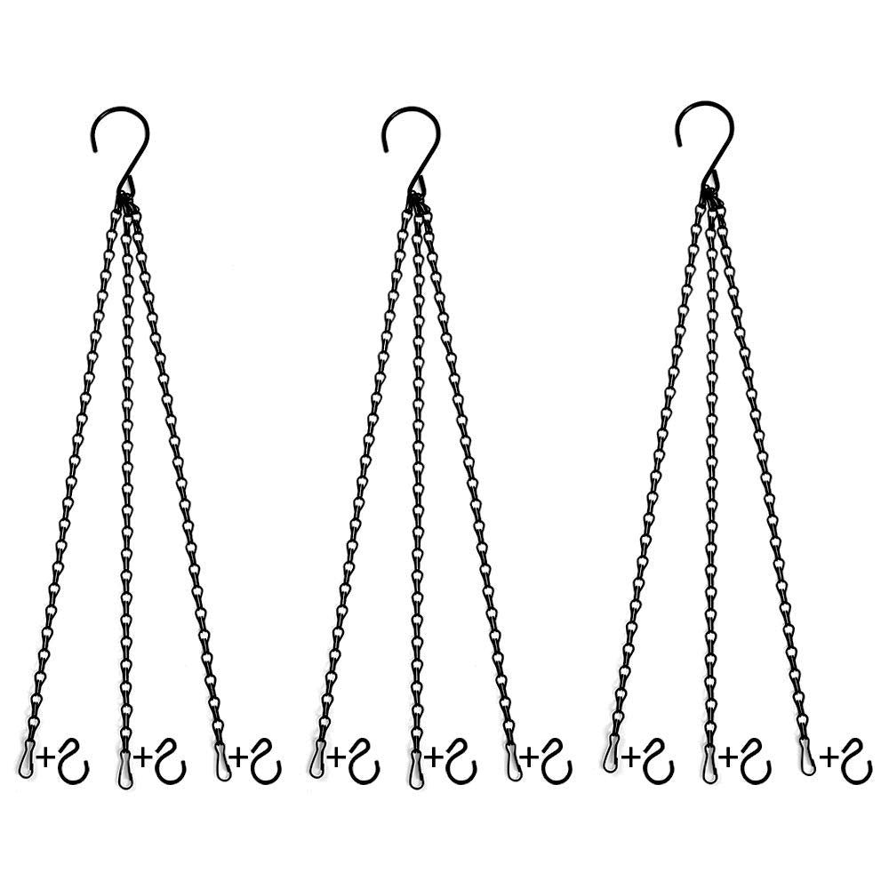 Uarepretty 3 Sets 24 Inches Hanging Chains for Planters, Ornaments， Bird Feeders, Billboards, Fruit Basket, Indoor and Outdoor (Black)