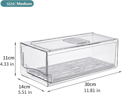 Diskary Fridge Organizer, Stackable Refrigerator Organizer Bins, Reusable Food Storage Containers, Fridge Drawer Organizer in Home Kitchen, Barbecue Shop, Restaurant, BPA-Free (2 Drawers, Medium)
