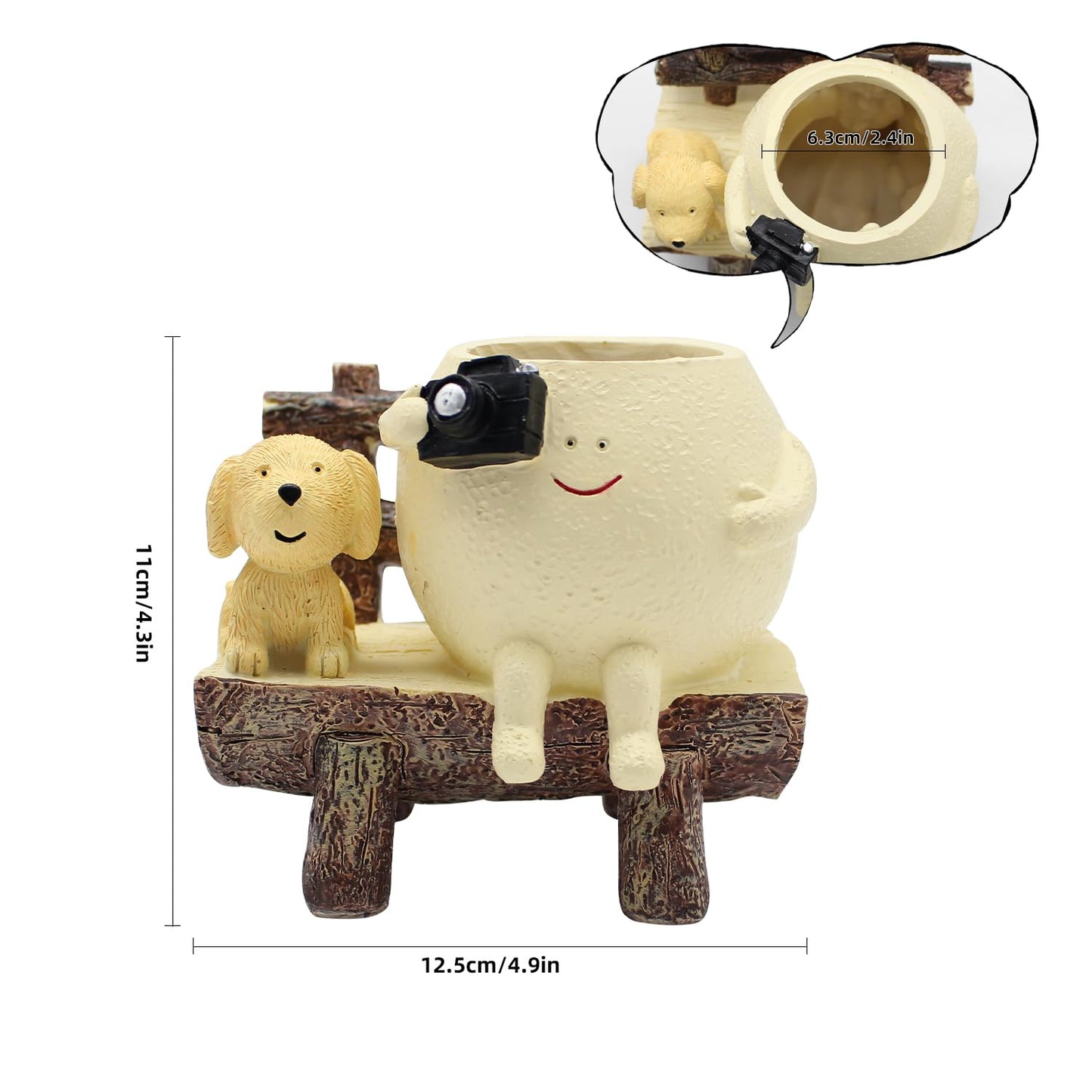 Tuenmofun Cute Funny Resin Bench Smiley Face Plant Pot Unique Head Succulent Planter for Indoor & Outdoor Flower