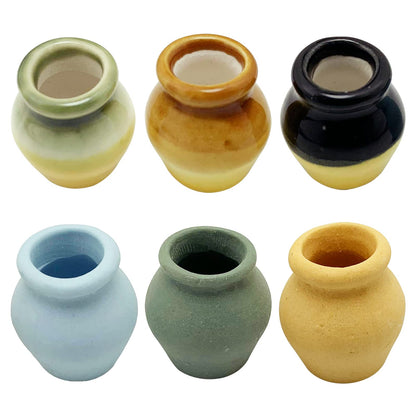 Miniature Terracotta Pots, 6 Pieces Mini Ceramic Clay Flower Pots Pottery Planter for DIY 1:12 Dollhouse Fairy Garden Flower Plants Bonsai Micro Landscape Decoration