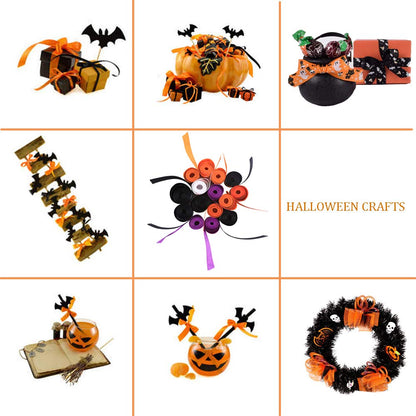 30yards Halloween Grosgrain Ribbon Wired Fabric Ribbon Bats Spiders Web Printed 1 Inch Grosgrain Ribbons Crafts Gift Wrapping Holiday Ribbons for DIY Bows Wreath Crafts