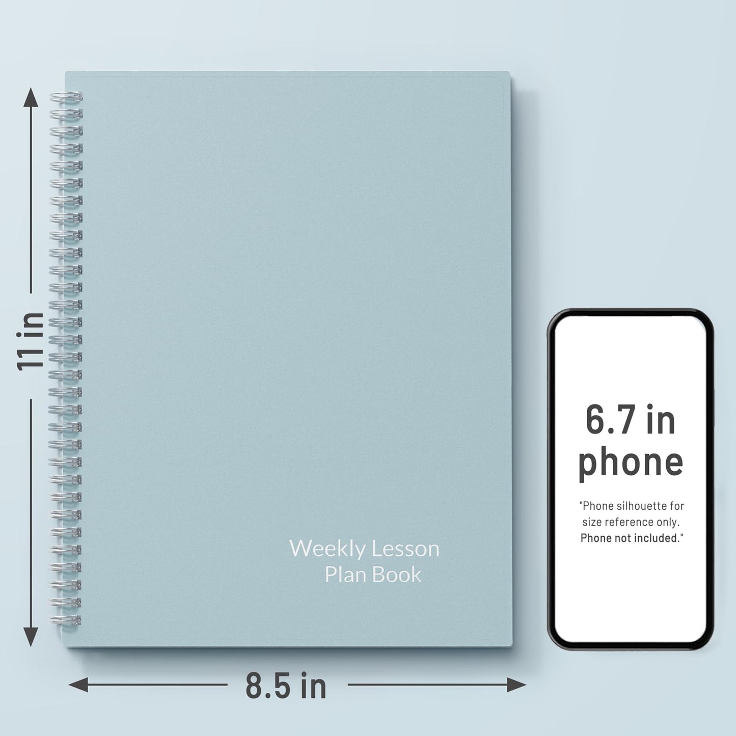SUNEE 8 Period Teacher Lesson Plan Book - Days Vertically, Undated Teacher Planner 2026-2027 Academic Year, 8.5 x 11 Inch, 104 Pages/52 Sheets (40 Weeks), Waterproof Plastic Cover, Back Pocket, Blue