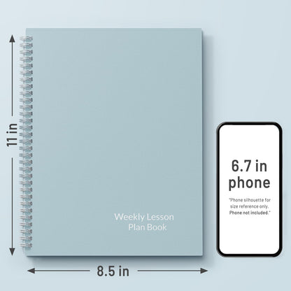 SUNEE 8 Period Teacher Lesson Plan Book - Days Vertically, Undated Teacher Planner 2026-2027 Academic Year, 8.5 x 11 Inch, 104 Pages/52 Sheets (40 Weeks), Waterproof Plastic Cover, Back Pocket, Blue