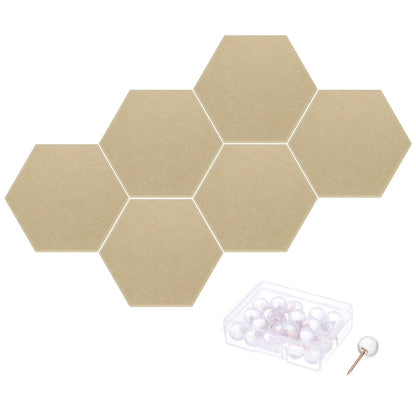 PATIKIL Felt Bulletin Board, 12"x10", 6 Packs Self Adhesive Hexagon Felt Tiles for Sound Proofing Wall Panels for Home Office Recording Studio,Game Room, Light Coffee