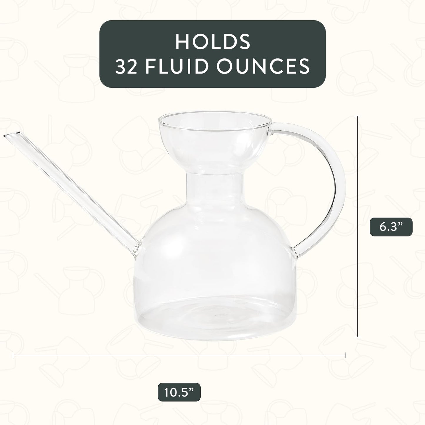 Modern Sprout Plant Watering Can - Handcrafted from Borosilicate Glass - Long Spout Vessel for Indoor Plants - 32 Oz Capacity - Multipurpose Watering Can and Flower Vase for Houseplants (Clear)