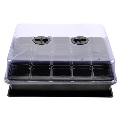 eZAKKA 37x30cm Seed Starter Tray Seed Seedling Starting Kit Plant Germination Kit Humidity Dome with 20 Pieces Square Seed Starter Pots (Black Pots)