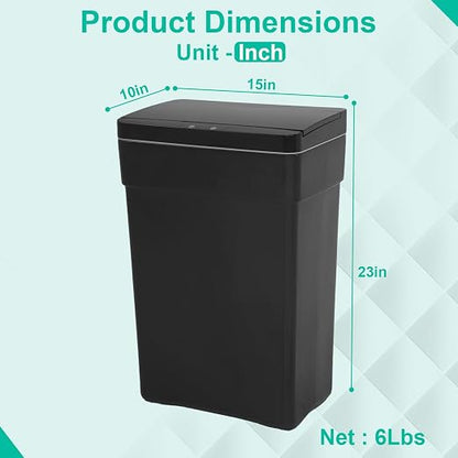 BestOffice 13 Gallon Trash Can Automatic Kitchen Trash Can Touch Free High-Capacity Garbage Can with Lid for Bedroom Bathroom Home Office 50 Liter (Black, 1) (2, Black)