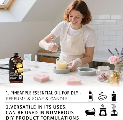 Pineapple Essential Oil, Pineapple Oil 16 Fl Oz 480ML for Diffuser Humidifier Yoga Cleaning DIY Candle Soap Making Essential Oils