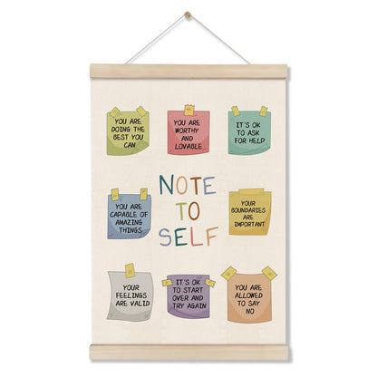 Note to Self Motivational Wall Decor - Office Inspirational Posters Gift Therapy Mental Health Hanger Frame for Counselors Therapists Coworkers Women Kids, Positive Affirmations Wall Art, 12x16 Inch