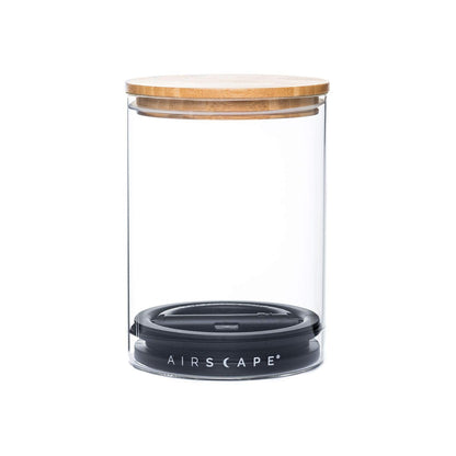 AirScape Glass Food Storage Canister - Glass Storage With US Patented Airless Inner Lid & Bamboo Top Lid - Preserves Food Freshness (Medium 7-Inch)