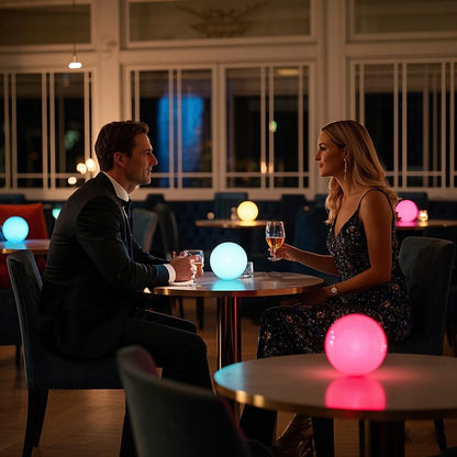 COPU LED Ball Light, 6-inch Glowing Orb Light, Rechargeable Globe Lamp, Dimmable Mood Lights W/Remote, Waterproof Ambient Lighting Lamp for Desk Bedroom Bathroom Patio