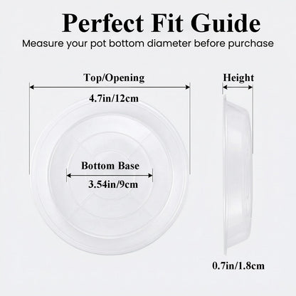 Tulpeed 50 Pack Clear Plant Saucer 4.7 Inches Plant Trays for Pots Plastic Round Drip Trays Flower Pot Saucers Black Planter Water Tray Plant Drainage Tray
