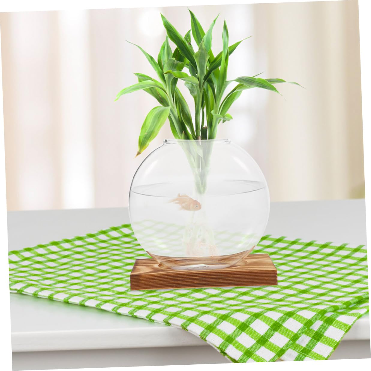 Toyvian 2pcs Hydroponic Glass Planter Vases with Wooden Stand Propagation Station for Indoor Plants Desktop Terrarium Suitable for Home and Office Décor