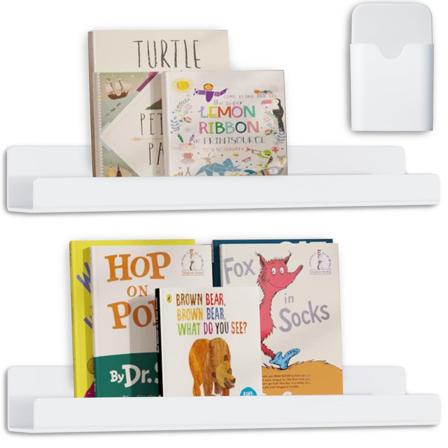 CONIJIWA 2 Pcs Magnetic Book Shelf for Whiteboard with Magnetic Pen Holder