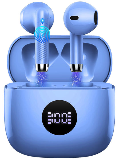 Wireless Earbuds, Bluetooth 5.3 Ear Buds LED Power Display Headphones Bass Stereo, Bluetooth Earbuds in-Ear Noise Cancelling Mic, 40H Playback Mini Case IP7 Waterproof Sports Earphones for Android iOS