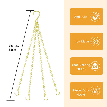 garini 6 Pack, 23 Inch Hanging Baskets Chain, Gold Hanging Chains with Hooks, Replacement Plant Hangers for Planters, Bird Feeders and Lanterns