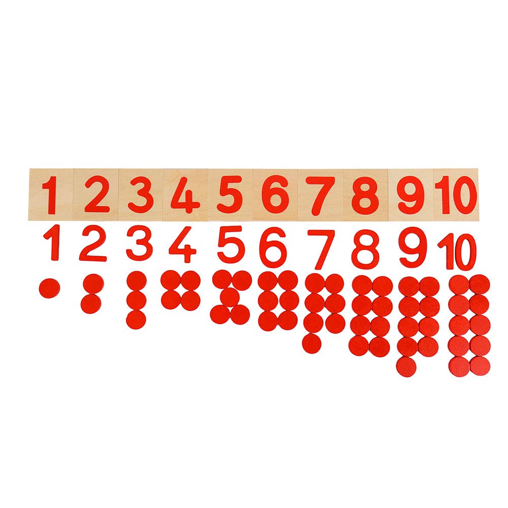 Montessori Cards & Counters with Cut-Out Numeral Math Games & Teaching Numbers Counting Toys