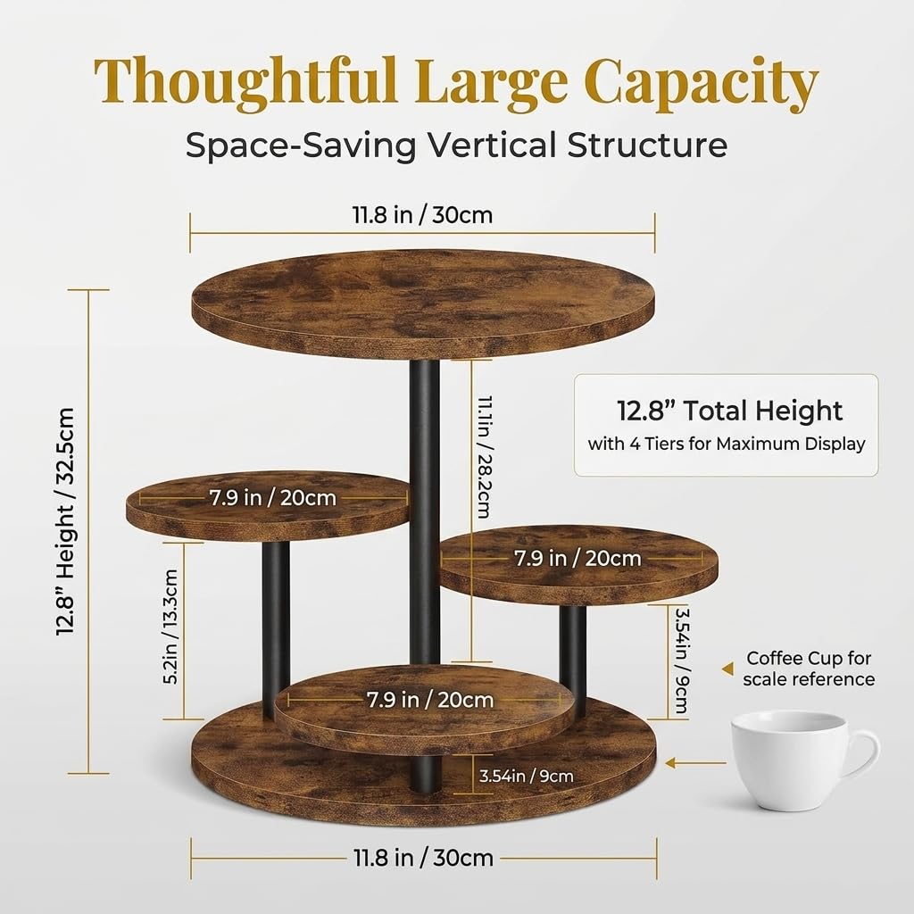 Fushiton Rustic Tiered Dessert Stand Wooden Cupcake Tower, 4-Tier Flower Shaped Cake Stand for Parties, Weddings, and Farmhouse Decor