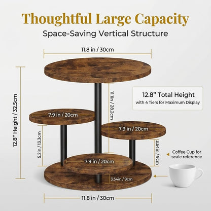 Fushiton Rustic Tiered Dessert Stand Wooden Cupcake Tower, 4-Tier Flower Shaped Cake Stand for Parties, Weddings, and Farmhouse Decor